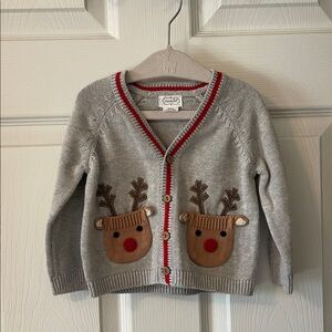 Mud Pie Gray Cardigan with Reindeer Design